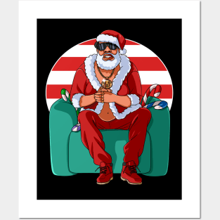 Black Santa Claus Gangster Christmas Posters and Art